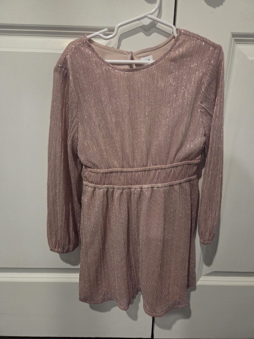 GAP Rose Gold Shimmer Long-Sleeve Party Dress